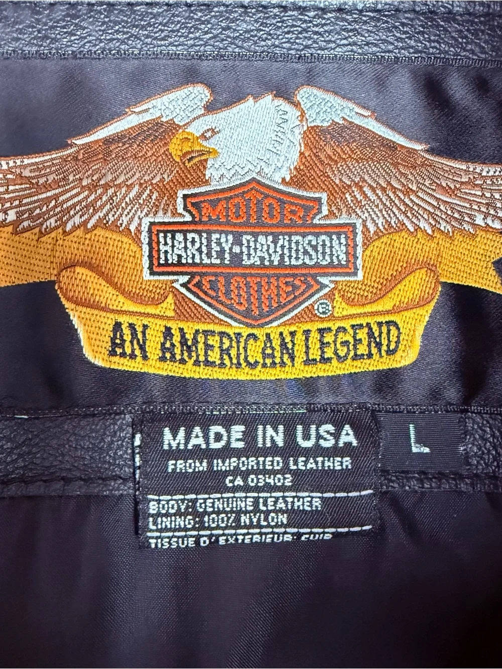 Harley-Davidson Basic Skins Black Leather Biker Jacket with Silver Hardware L
